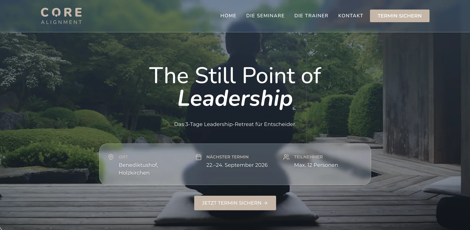 Startseite der neuen Website von Core Alignment
