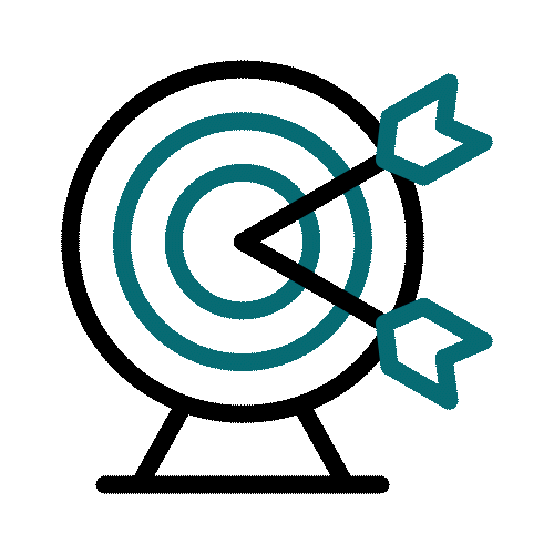 Zielscheiben‑Icon für zu wenig qualifizierte Anfragen – Hinweis auf fehlende Leads trotz Website und Social Media