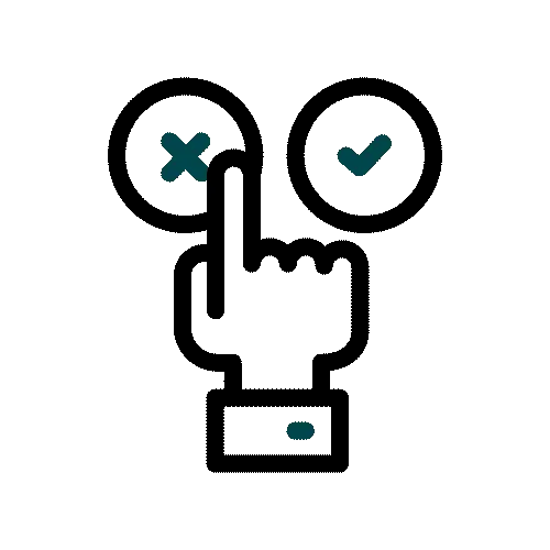 Icon einer Auswahlgeste als Symbol für freie Entscheidung nach der Analyse