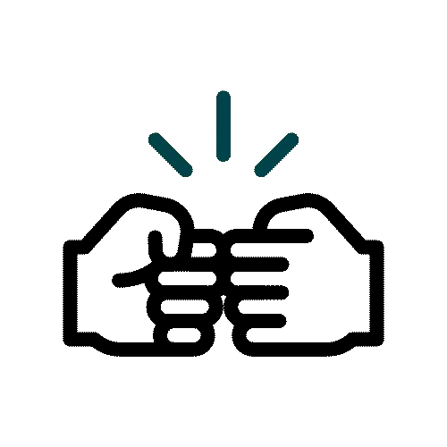 Icon zweier Hände als Symbol für partnerschaftliche Zusammenarbeit